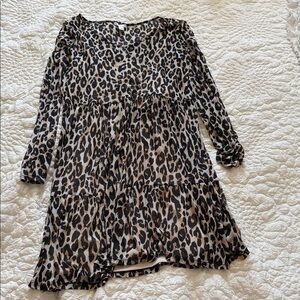 Leopard Print Long Sleeve Dress